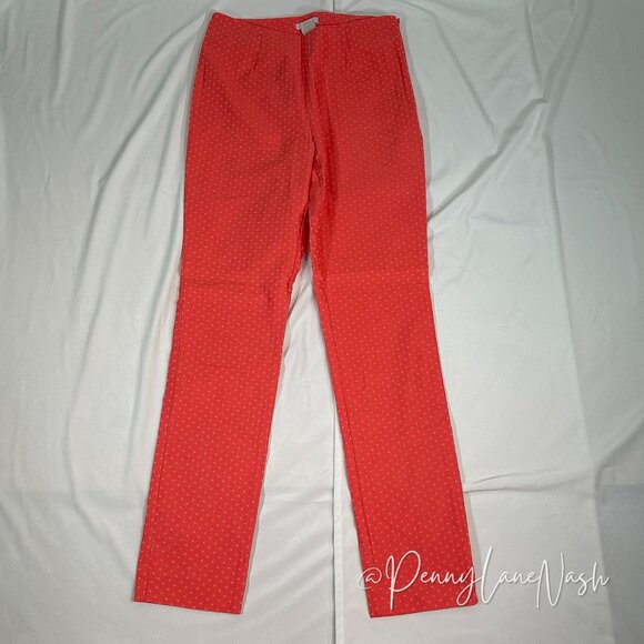Eric Stella Mid-Rise Side Zipper Dotted Pants Size 6 Coral - Picture 1 of 15